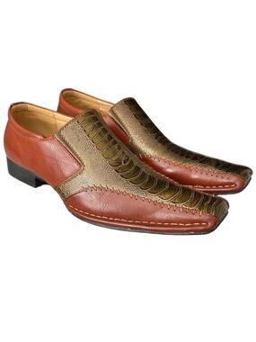 Alberto Fellini Prague Dress Shoes Size 10.5 Loafers Crocodile Alligator Print